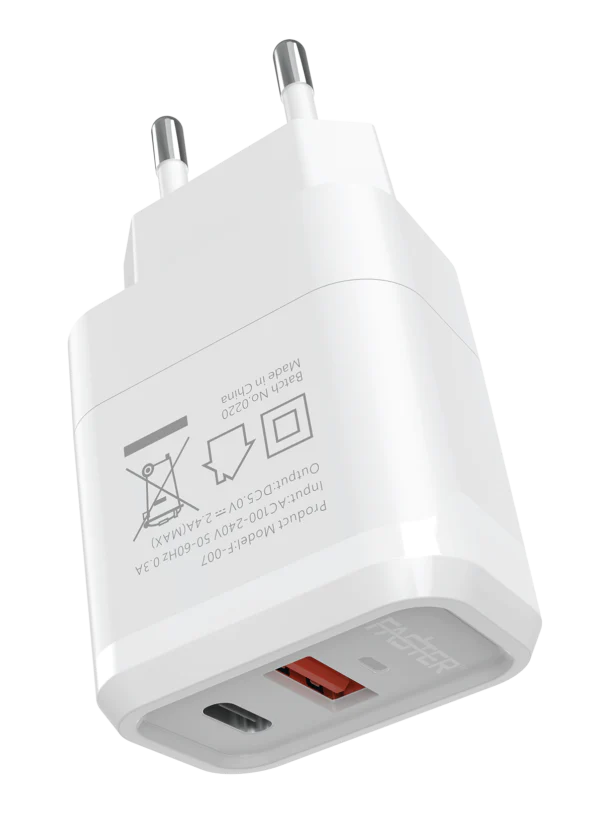 FASTER FAC-950 QC+PD Dual Port Fast Wall Charger 20W FASTER FAC-950 QC+PD Dual Port Fast Wall Charger 20W